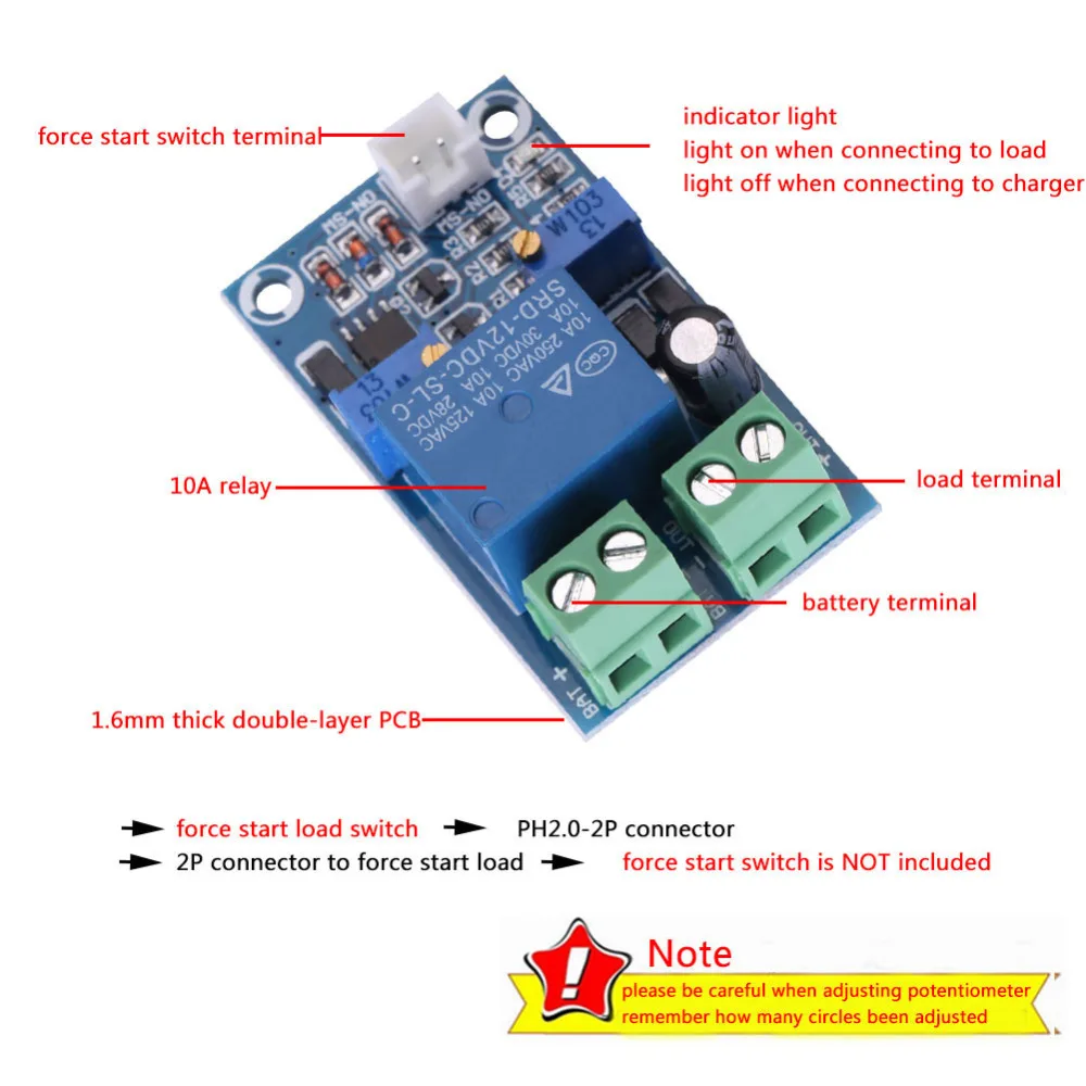 10А под защитой напряжения Board12V батарея низкого напряжения отключение автоматический переключатель на восстановление защиты Modul