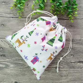 

5Pcs Christmas Pouch Jewelry Wedding Party Gift Fabric Bag Favor Holder with Cotton Drawstring Reusable decoration Storage