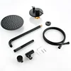 Sold Brass Matte Black Round Shower Set 8/10/12 Inch Head Straight Wall Arm Set With Mixer Taps Alba Black Bathroom Bath Faucet 4