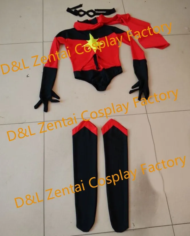 Free Shipping DHL Warbird Binary Ms Marvel Costume Captain Marvel Zentai Lycra Spandex Super Hero Cosplay Halloween Costume (2)