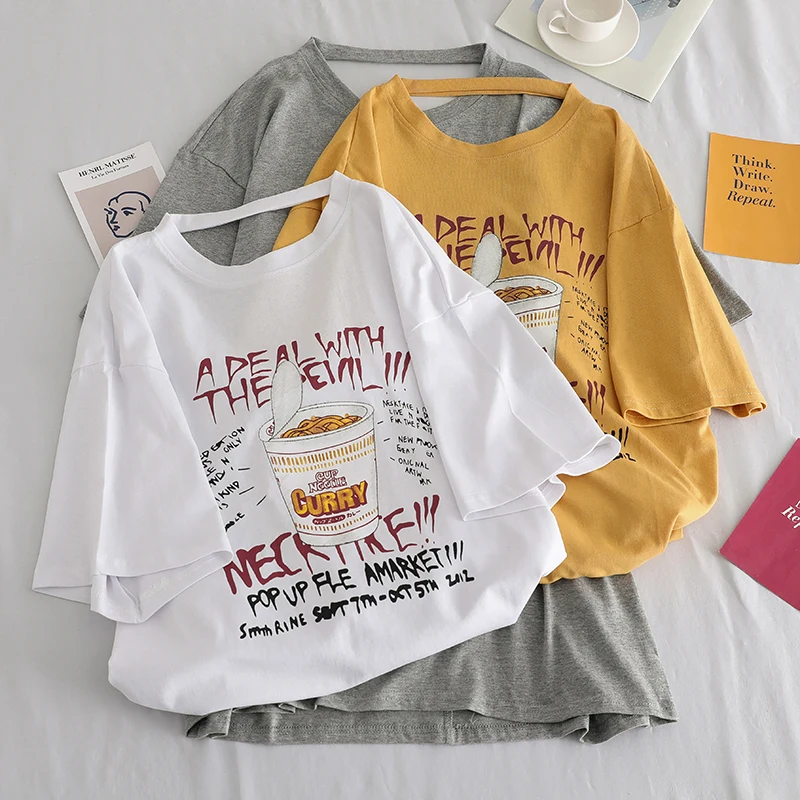 

summer oversized letter print tshirt female harajuku Back hollow streetwear women t shirt korean casual loose tops long t-shirts