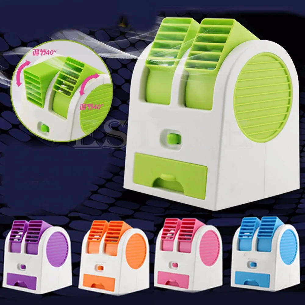 

MEXI Mini USB Small Fan Cooling Portable Desktop Dual Bladeless Air Conditioner