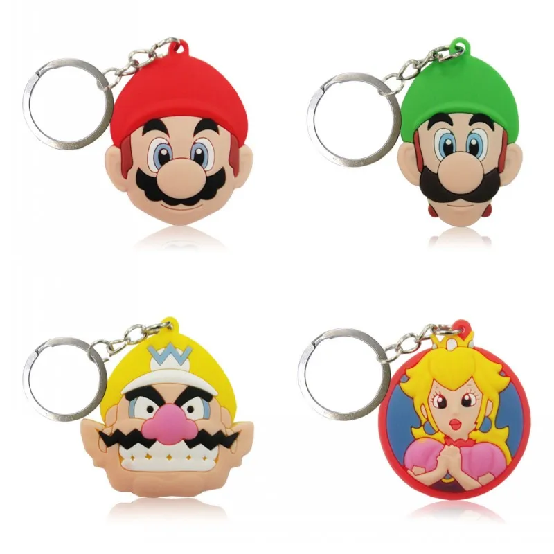 

8pcs Super Mario Brother Cartoon Figure Key Chain PVC Key Ring Kids Gift Key Cover Holder Accessory Keychain Trinket Jewelry