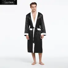 LilySilk халат одежда для сна для мужчин с контрастным цветом чистый 100 шелк 22 momme Роскошная натуральная мужская одежда