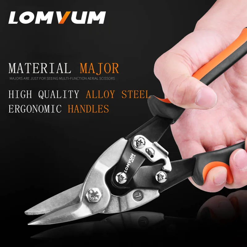 LOMVUM 10" Metal Sheet Tin Snips Cutting Scissors PVC Pipe Cutter Shear Pliers