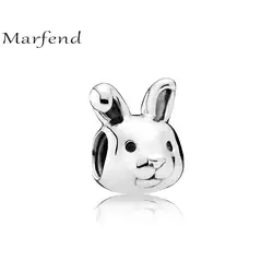 Marfend Мода Серебро 925 животных гладкой замечательный раза уха кролик Шарм талисманы Бусины Подходят оригинальный браслет для женщи