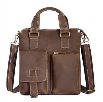 

ALAVCHNV original design leather men's business portable briefcase Crazy Horse retro shoulder Messenger bag 1208