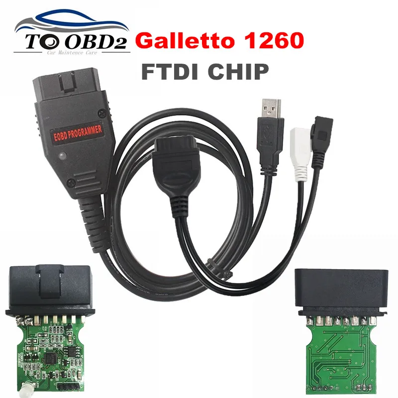 Программатор EOBD2 Galletto 1260 OBD/OBDII ECU Flasher OBDII совместимый с зеленой печатной платой FTDI