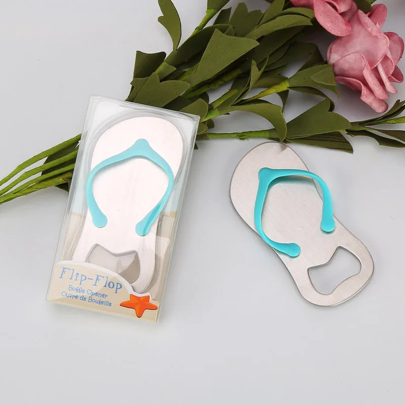 

1Pcs Creative Pop the Top Flip Flop Bottle Opener Stainless Steel Slipper Bottle Opener With Box Wedding Favors Gifts souvenir