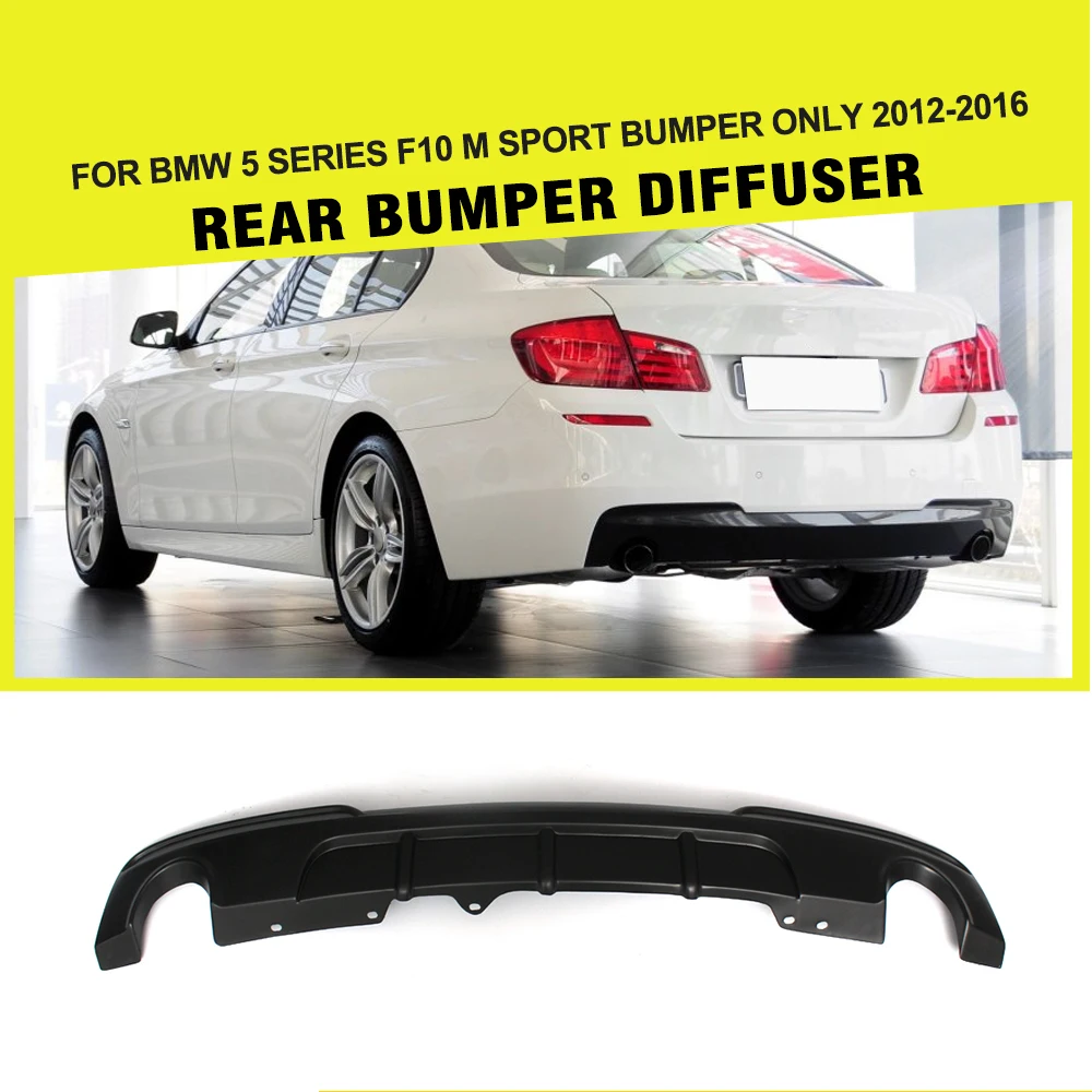 cheap car styling FRP Black auto Rear diffuser bumper lip for BMW 5 series F10 M Sport Sedan 2012 2016