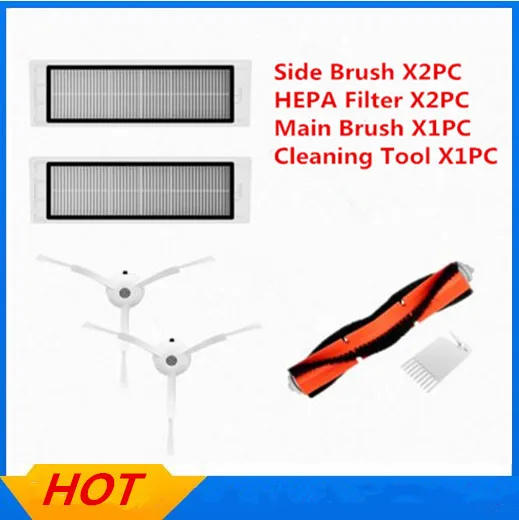 

XIAOMI roborock Robot Vacuum Part Pack Side Brush X2PC, HEPA Filter X2PC, Main Brush X1PC, Cleaning Tool X1PC