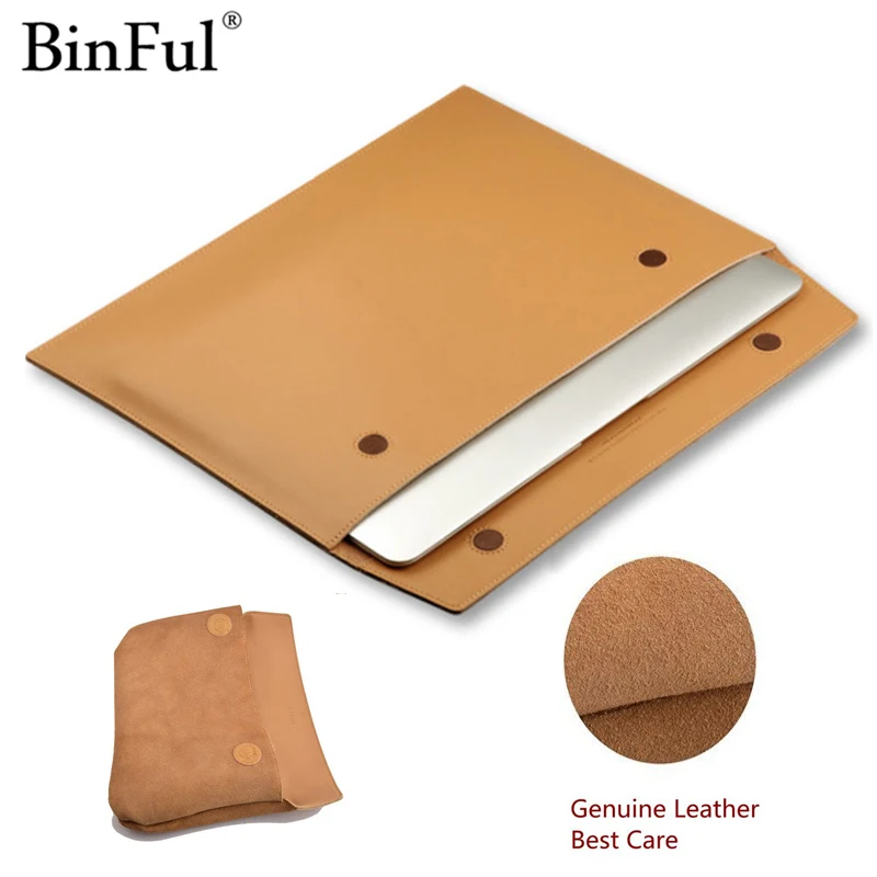 

Binful Premium Real Ultrathin Genuine Leather Envelope Sleeve Bag Case Cover Pouch 13.3'' for MacBook Air 11" 12" 13" 15" Retina