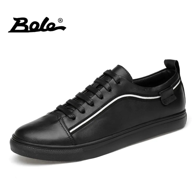 

BOLE Large Size 37-47 New Design Leather Shoes Men Non-slip Casual Shoes Soft Comfortable Fashion Men Casual Shoes Leather
