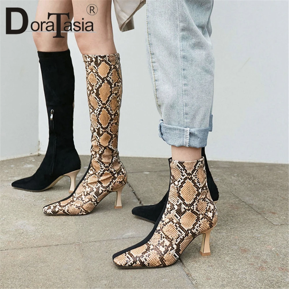 

DORATASIA Fashion New Brand Top Quality Add Fur Winter Boots Woman Shoes Zipper Strange Style Mix Color Shoes Woman Boots Female