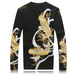 2019 Весна для мужчин толстый высокое качество шерстяной свитер с принтом рыбы дизайн декоративный узор отдыха шерстяные свитеры