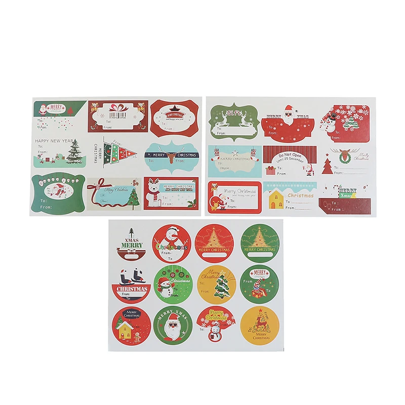 Рождественская самоклеющаяся Подарочная бирка записываемые бумажные наклейки Рождественская елка Снеговики Санта подарки этикетки