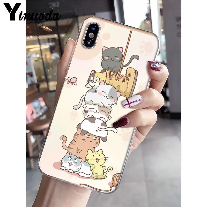 Yinuoda Kawaii Molang мультфильм аниме Кот DIY рисунок чехол для телефона чехол для iPhone X XS MAX 6 6s 7 7plus 8 8Plus 5 5S SE XR - Цвет: A6