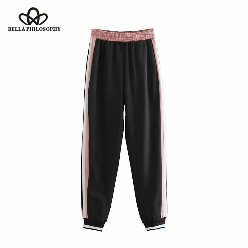 Wonder 2018 new autumn fashion Stripe Pants Pockets Elastic Waist Style Ladies Capri Casual Chic Female Trousers Pantalones