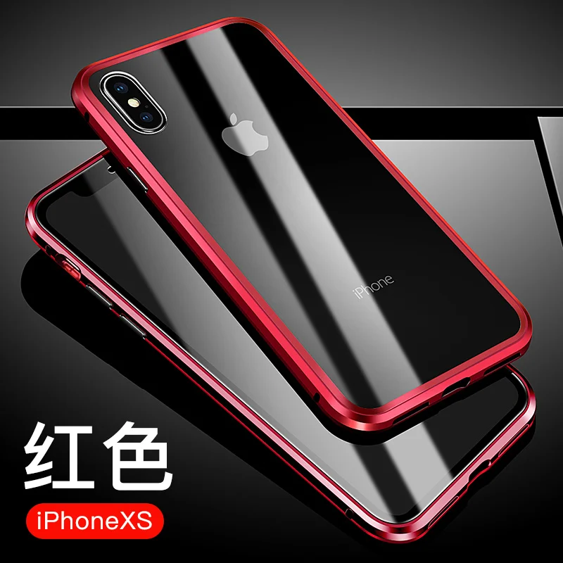 

For iPhone XS XR XS Max Double-sided glass Clear Magnetic Adsorption case 360 Full Cover for iPhone x xs max xr Bumper Coque