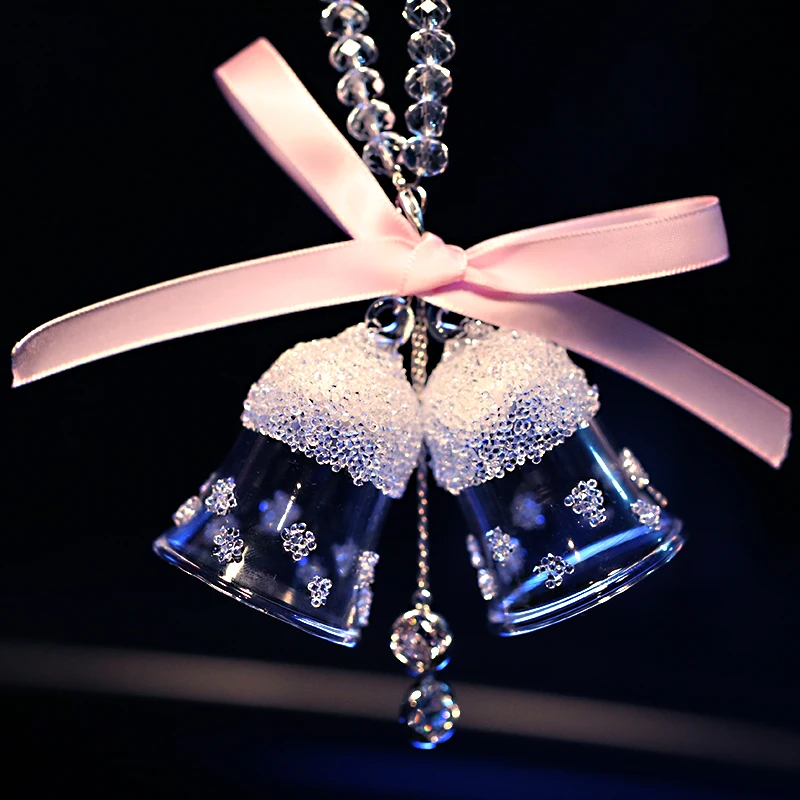

Car Pendant Cute Small Bell Crystal Hanging Ornaments Automobiles Rearview Mirror Glass Suspension Decoration Accessories Gifts
