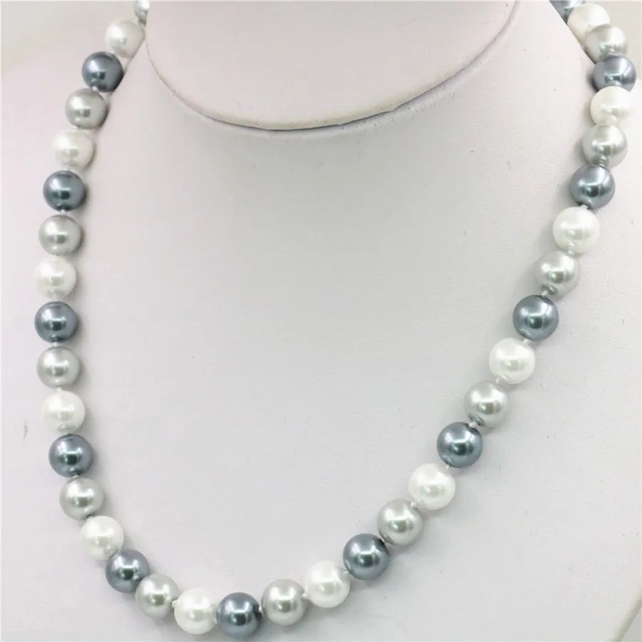 

10mm Multicolor Natural South Sea Shell Pearl Necklace Beads Hand Made Jewelry Stones Balls Gifts18inch Wholesale