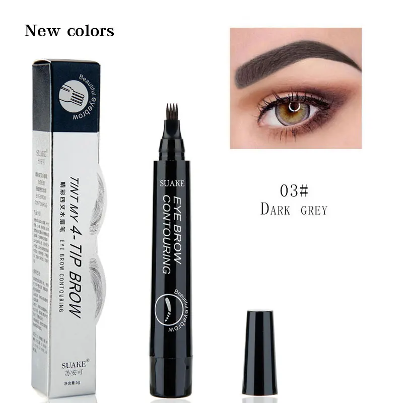 4 Head Fine Sketch Eyebrow Pen Makeup Tools Waterproof Microblading Eyebrow Tattoo Pen Fork Tip Eyebrow Pencils Tint Enhancer