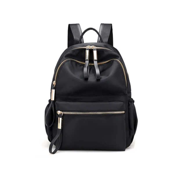Простой рюкзак для женщин, Модный молодежный рюкзак, школьная сумка для девочек, водонепроницаемый износостойкий тканевый рюкзак для девушек, контрастный цвет - Цвет: Черный