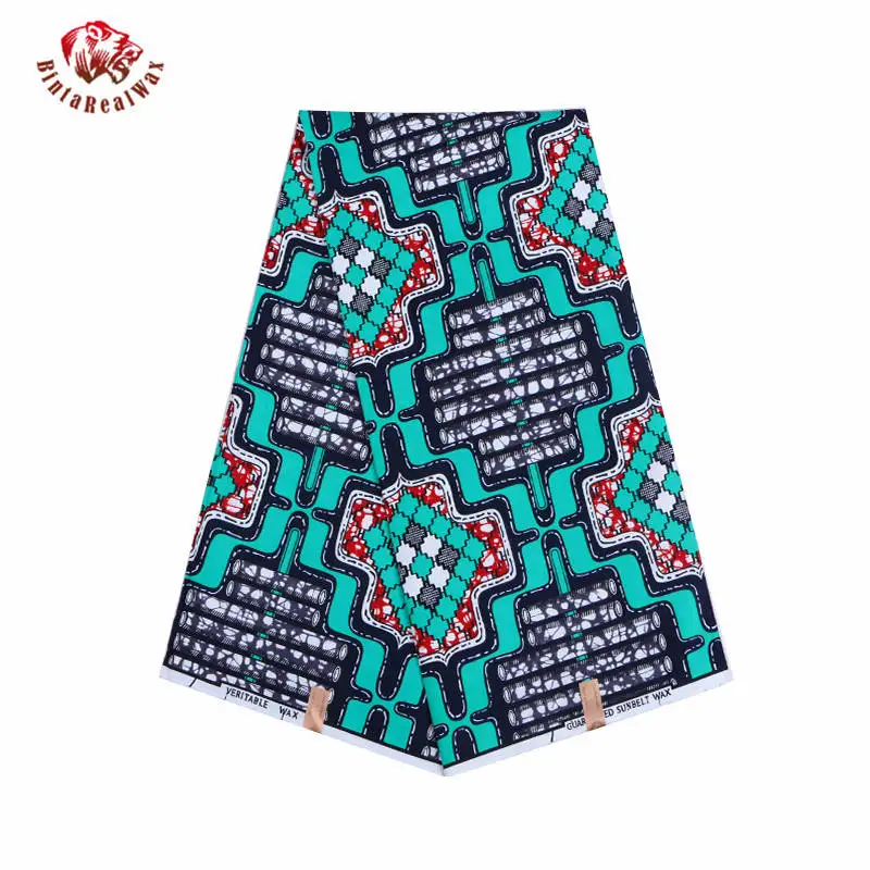 

Ankara African Polyester Wax Prints Fabric 2019 new bintareal Wax High Quality 6 yards African Fabric for Party Dress FP6076