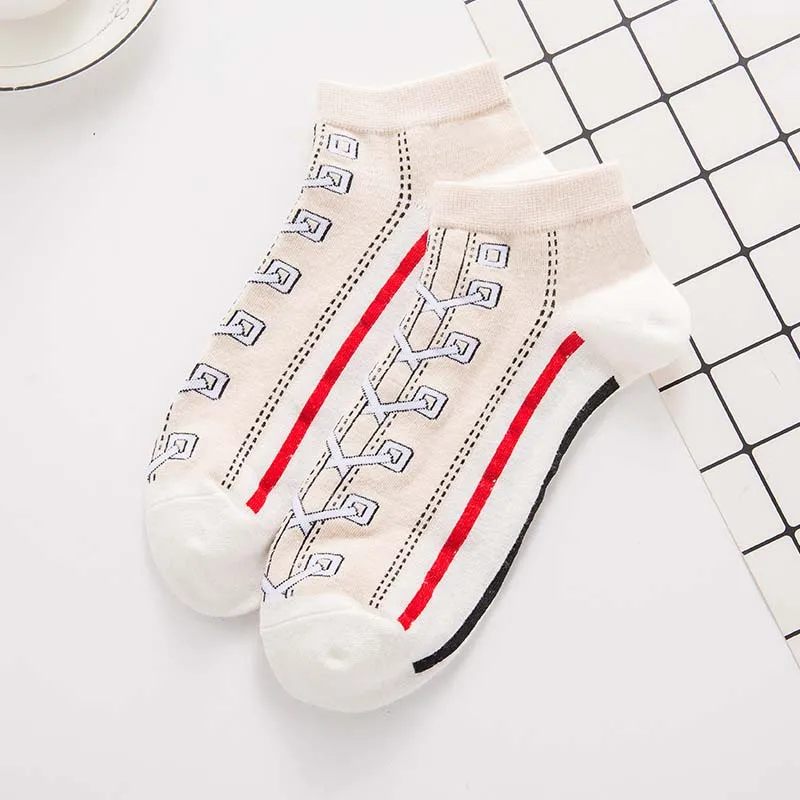 1 Pairs Funny Shoes Pattern Women Cotton Short Socks Harajuku Casual Summer Thin Ankle Socks Calcetines Mujer Brand New - Цвет: 4