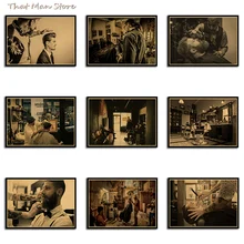 Парикмахер для укладки волос винтажные плакаты из крафт-бумаги Парикмахерская прическа студия роспись стены украшения 42*30 см