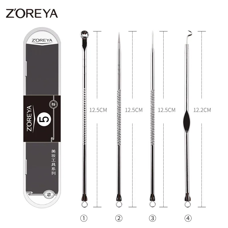 

ZOREYA Acne Needle 4pcs/set Blackhead Removal 4pcs/set Acne Pimple Belmish Extractor Vacuum for Face Skin Care Tool