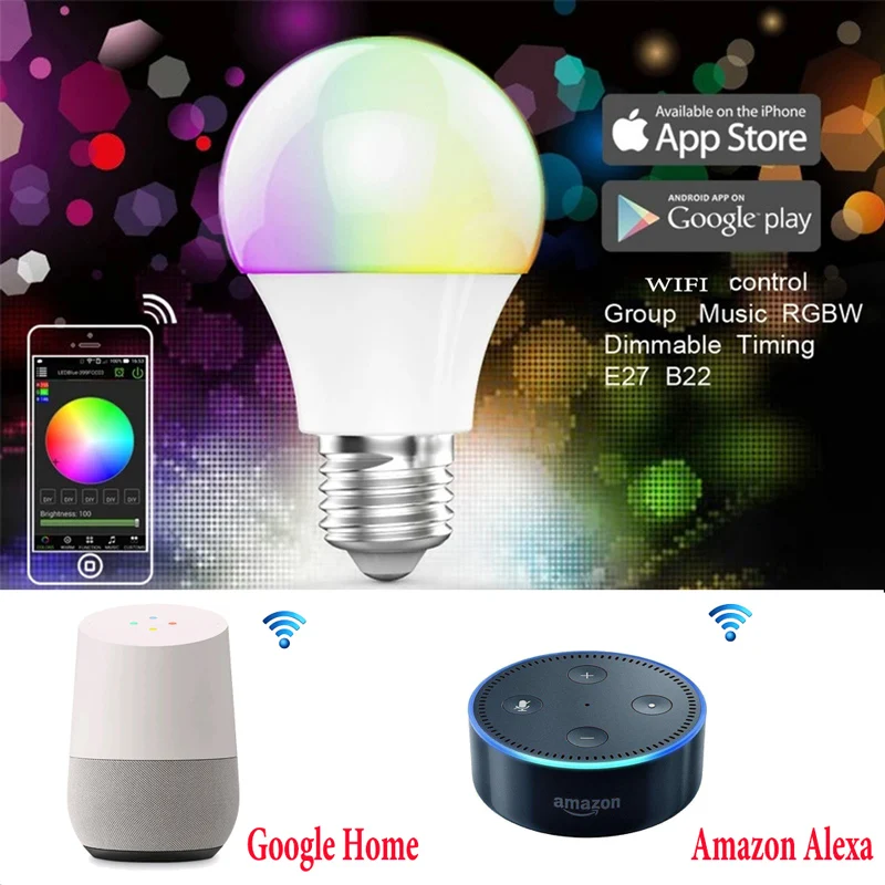 

BOLEDENGYE RGBW CCT Bulb WIFI Wireless Control E27 RGB Dimmable Lamp 4.5W Magic Home LED Smart Bulb Lampada Alexa Echo Control