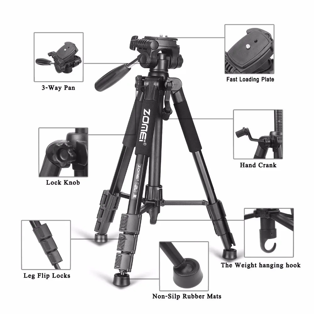 Nuevo respectivamente trípode Z666 profesional portátil de aluminio trípode de cámara accesorios soporte con cabeza Pan para Canon cámara Dslr - 4