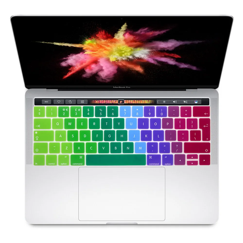 Для Mac Book Pro retina 1" 15" с сенсорной панелью A1989 A1990 клавиатура крышка EU версия на английском языке градиент силиконовая клавиатура кожного покрова - Цвет: colorful
