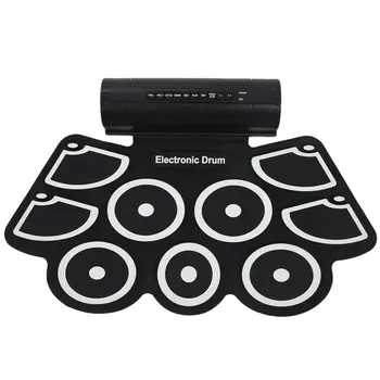 

Portable Roll up Electronic USB MIDI Drum Set Kits 9 Pads Built-in Speakers Foot Pedals Drumsticks USB Cable For Practice