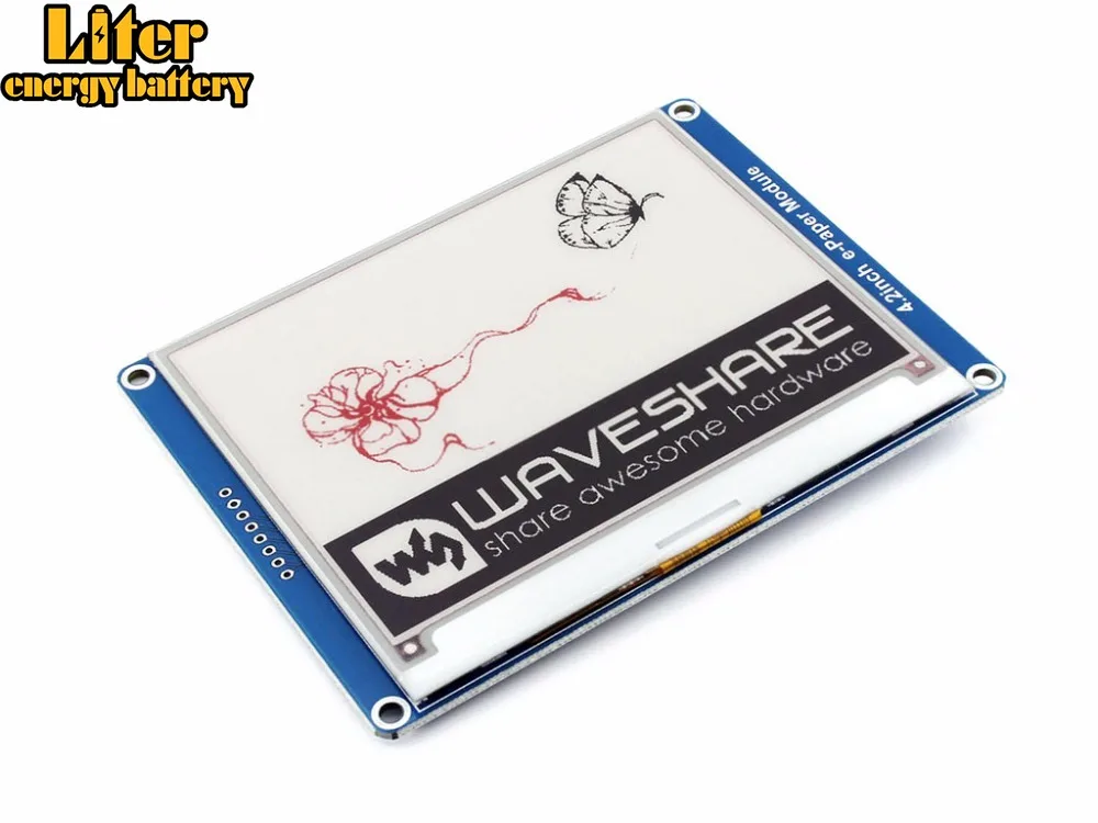 

Waveshare 4.2'' E-Ink Display Module,400x300. 4.2inch E-paper,Three-color: Red Black White,SPI Interface,No Backlight,wide angle