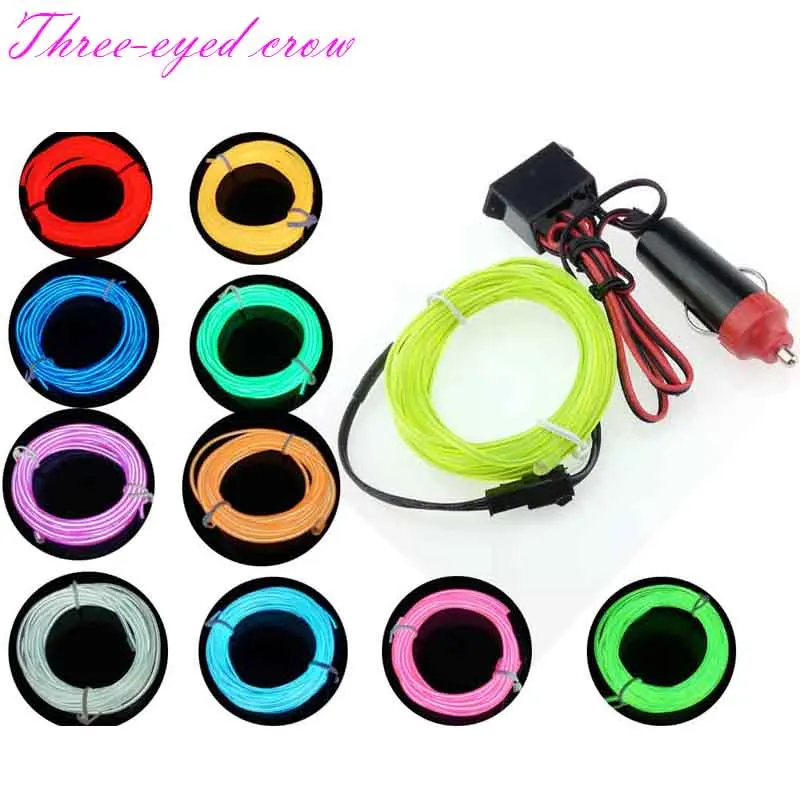 

1M 2M EL Wire Dance Party Car Decor Lighting Flexible Rope Tube Waterproof LED Strip car lights With DC12V Driver Lighter Plug