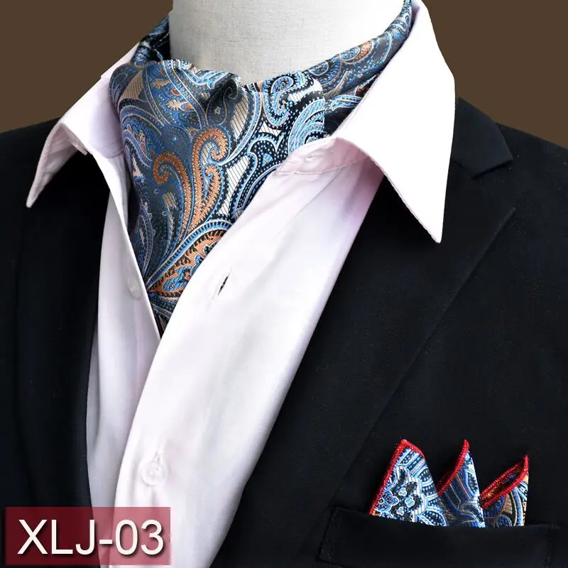 SHENNAIWEI жаккард Аскот Карманный квадратный шейный платок жаккардовые галстуки Тканые Вечерние Пейсли Цветочный Аскот платок Набор - Цвет: J03