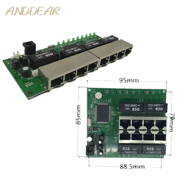Поо PBC 8 порт Gigabit Ethernet коммутатор портов met pin way header 10/100/1000 m концентратор 8way