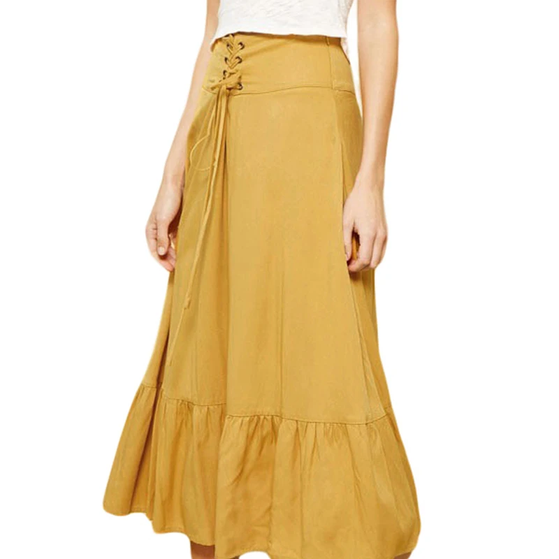 LORDXX-High-Waisted-Skirts-Womens-Lace-up-Black-Casual-Summer Ruffle-Hem-A-line-Midi-Long-Skirt-for-women-5