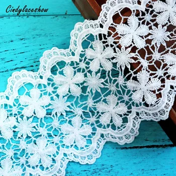 

Handmade Embroidery Water-soluble Lace Trim Vintage Floral Lace Trimmings White Lace Trim 15cm width 1 Yard Length DIY Crafts