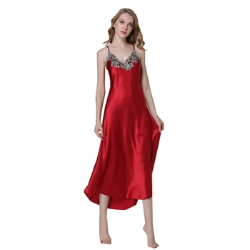 

Ladies Sexy Silk Satin Nightgown Sleeveless Nighties Long Nightdress V-Neck Sleep Shirt Summer Night Dress Nightwear For Women