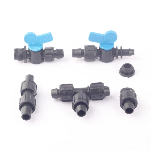 16PE Drip Pipe Connector  Micro Irrigation PE Pipe Water Valve Thread Locked More Fixed Tee Coupling Connector Tube End Plug