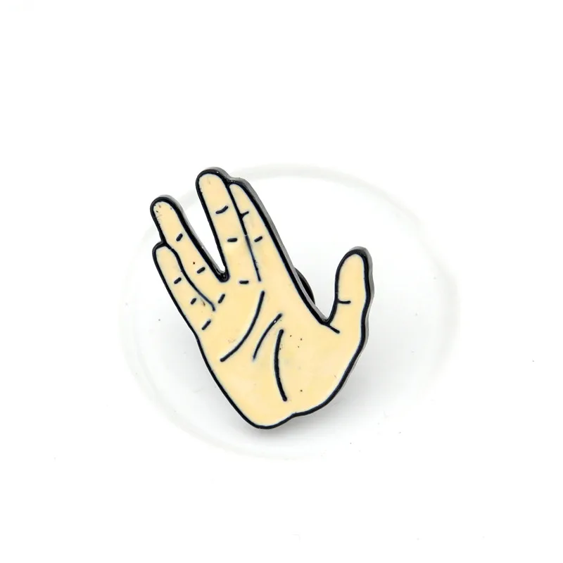 

New Spock Hand Badge Pin Live Long and Prosper Pin Enamel Jewelry Trekkie Gift Brooch Popular Clothing Badges Wholesale