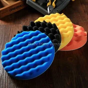 4Pcs 7inch(180mm) Buffing Polishing Sponge Pads Kit for Car Polisher Soft Wave Foam Waffle Pad Car Wash Cleaning Detailing Tool