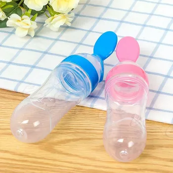 

1Pc Infant Baby Silicone Feeding With Spoon Feeder Food Rice Cereal Bottle New