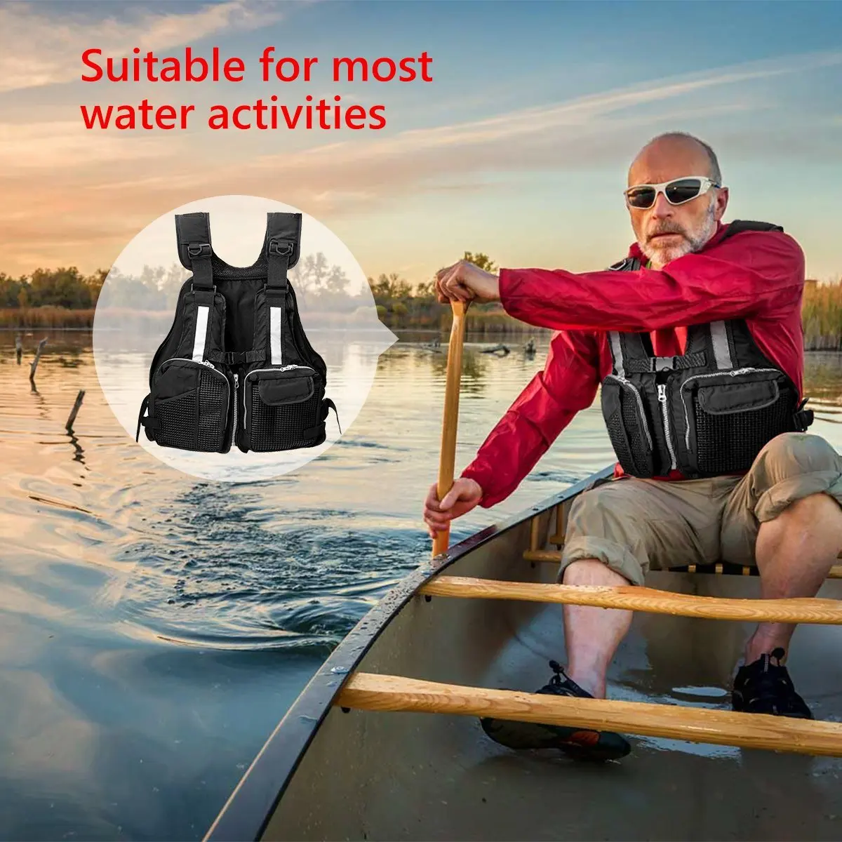

Kayaking Fishing Water Sports Buoyancy Life Jacket with Multi Pockets and Reflective Stripe Surf Fishing Vest Dropshiping