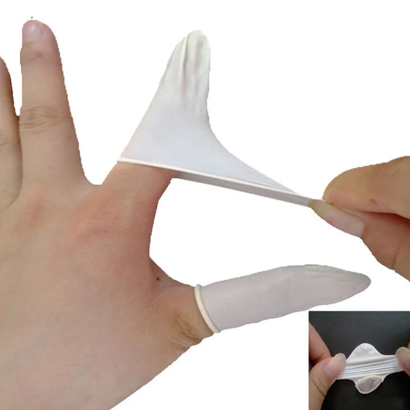 100pcs Latex Finger Cots Manicure Work Gloves Anti-slip Antistatic Latex Fingertip Fingers Protection Disposable Rubber Covers 100pcs Latex Finger Cots Manicure Work Gloves Anti-slip Antistatic Latex Fingertip Fingers Protection Disposable Rubber Covers