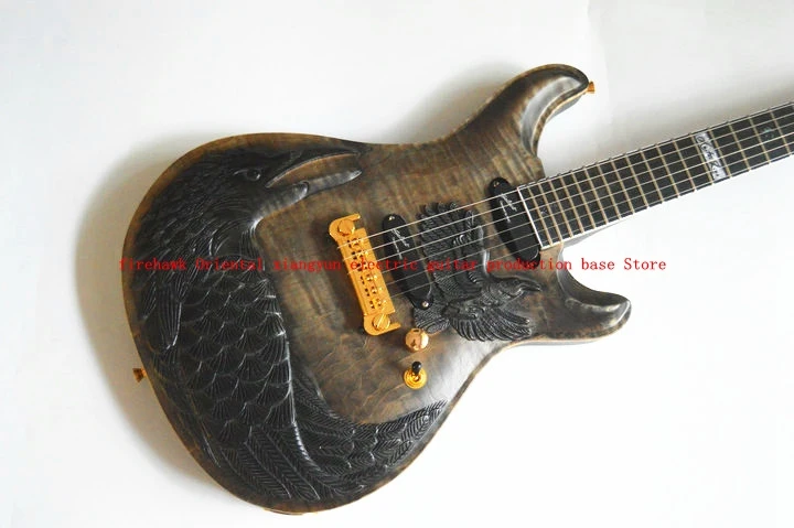 

Custom carved eagle 6 string electric guitar, CNC carving, according to customer requirements to carve a variety of patterns.
