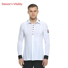 Бальная танцевальная рубашка с длинными рукавами для взрослых, мужской вальс для Бальных и латиноамериканских танцев, костюм для мужчин для занятий танцами/Одежда для выступлений